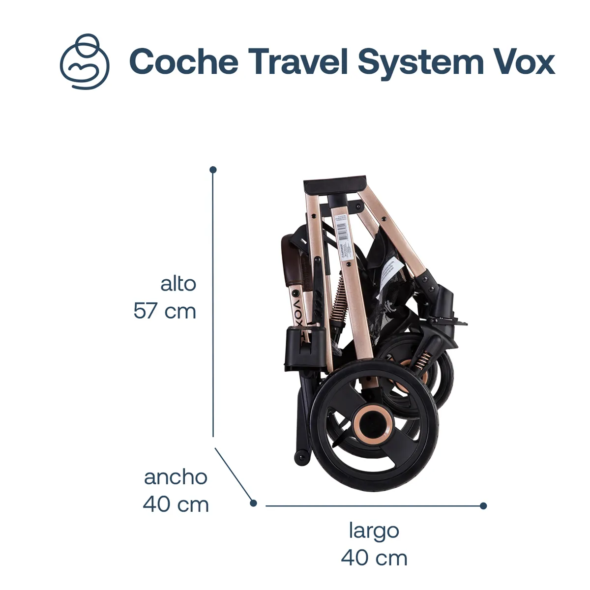 COCHE CUNA TRAVEL SYSTEM BEBE VOX NEGRO DORADO BEBESIT - 3