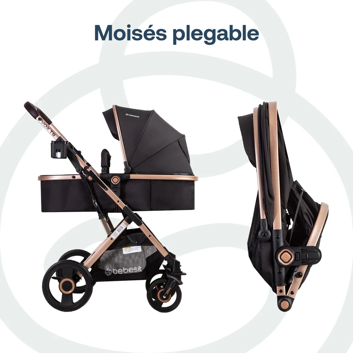 COCHE CUNA TRAVEL SYSTEM BEBE VOX NEGRO DORADO BEBESIT - 5