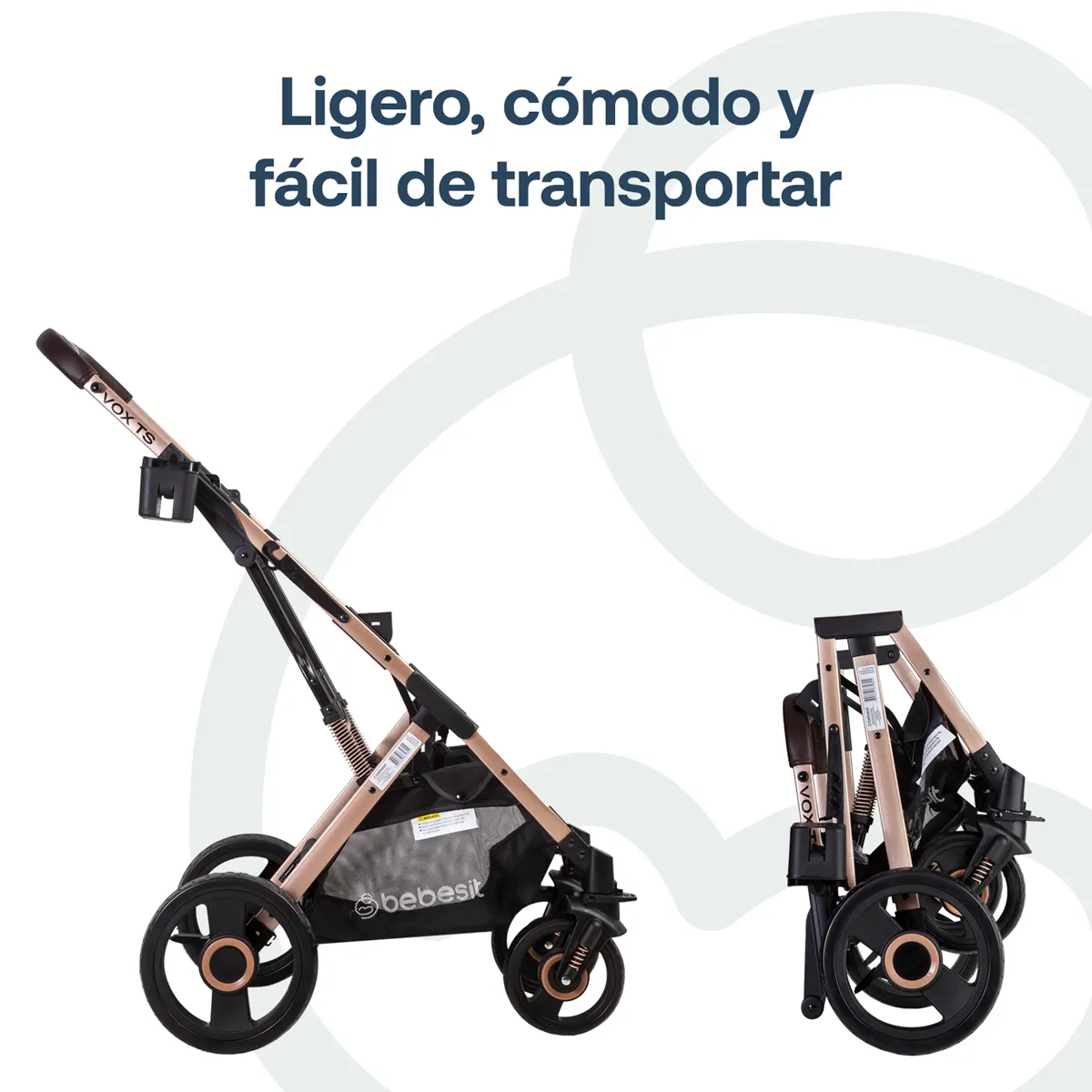COCHE CUNA TRAVEL SYSTEM BEBE VOX NEGRO DORADO BEBESIT - 6