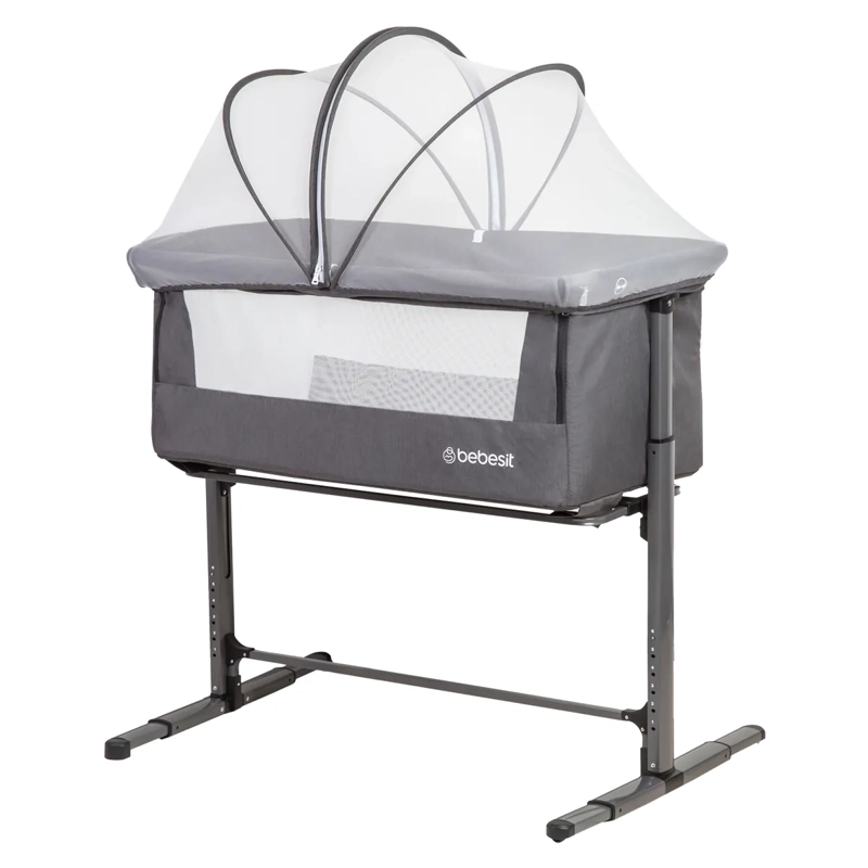 CUNA COLECHO CON MOSQUITERO MYSIDE LX GRIS BEBESIT - 1