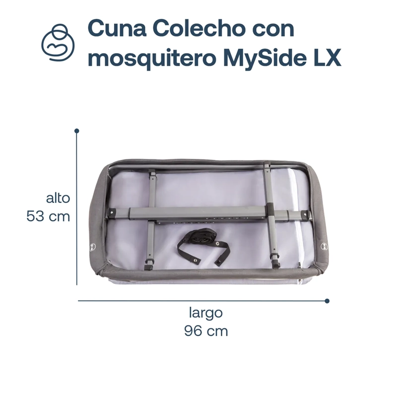 CUNA COLECHO CON MOSQUITERO MYSIDE LX GRIS BEBESIT - 8