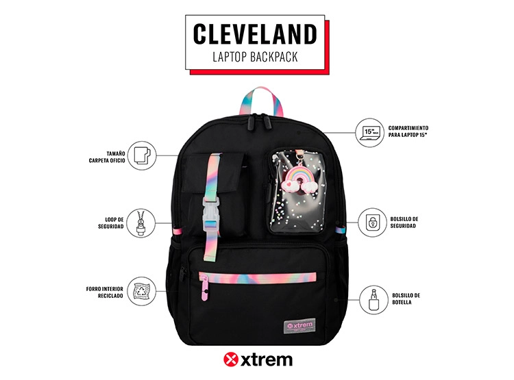 MOCHILA NOTEBOOK XTREM CLEVELAND 5XT NEGRO 15" - 9