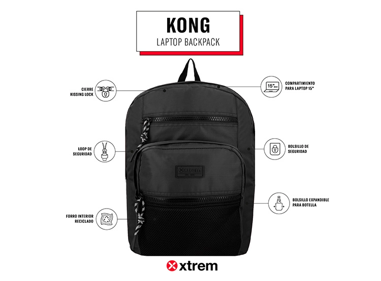 MOCHILA NOTEBOOK XTREM KONG 5XT NEGRO 15" - 10