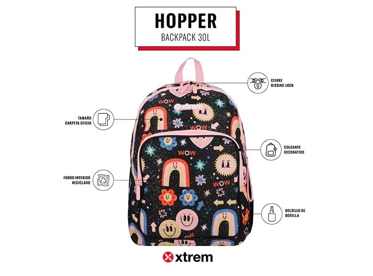 MOCHILA XTREM HOPPER 5XT ARCOÍRIS NEGRO  - 9