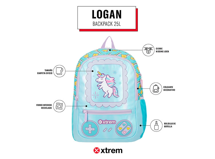 MOCHILA XTREM LOGAN 5XT VERDE AGUA - 9