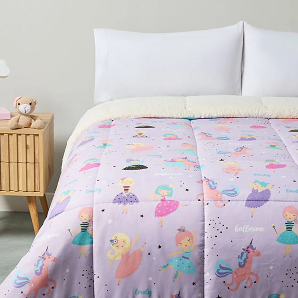 PLUMÓN RIPLEY HOME BALLERINA TEENS 1.5PL MICROFIBRA MULTICOLOR SHERPA