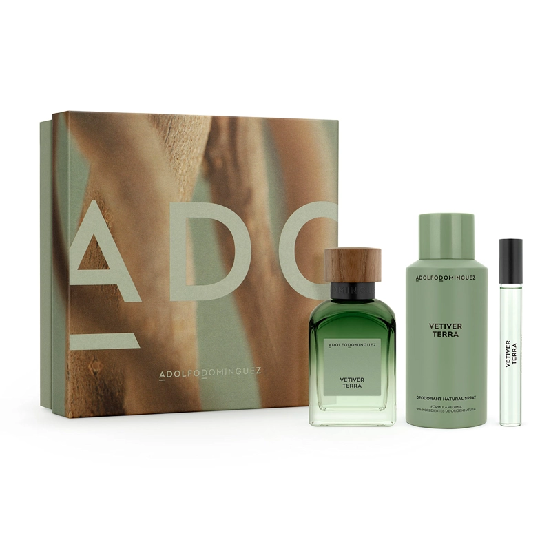 PERFUME ADOLFO DOMÍNGUEZ VETIVER TERRA HOMBRE EDP 120 ML + DESODORANTE 150 ML + MEGASPRITZER 10 ML - 2