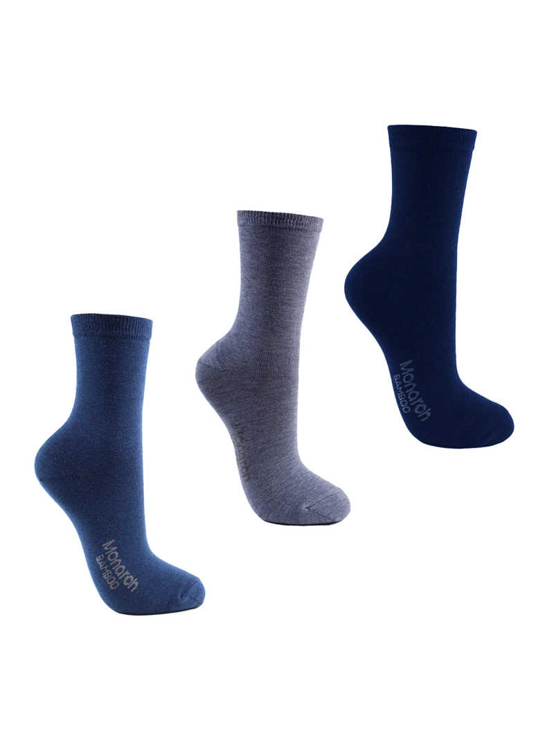 TRIPACK CALCETINES MONARCH BAMBOO LISO - 1