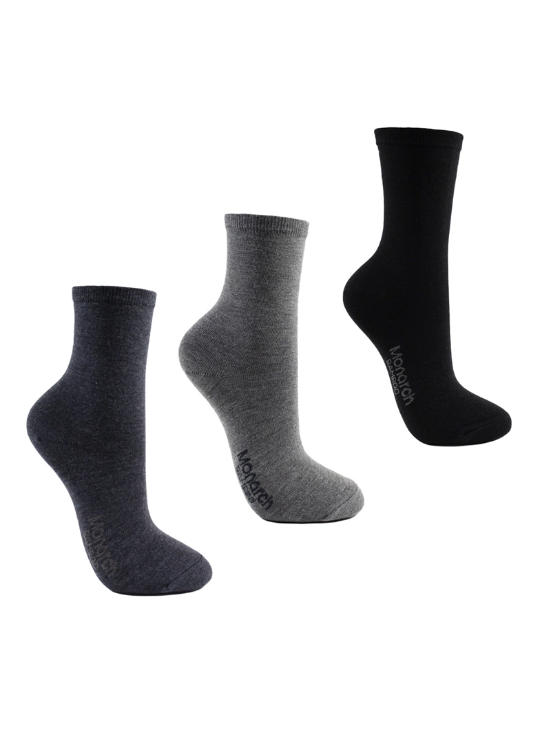 TRIPACK CALCETINES MONARCH BAMBOO LISO - 1