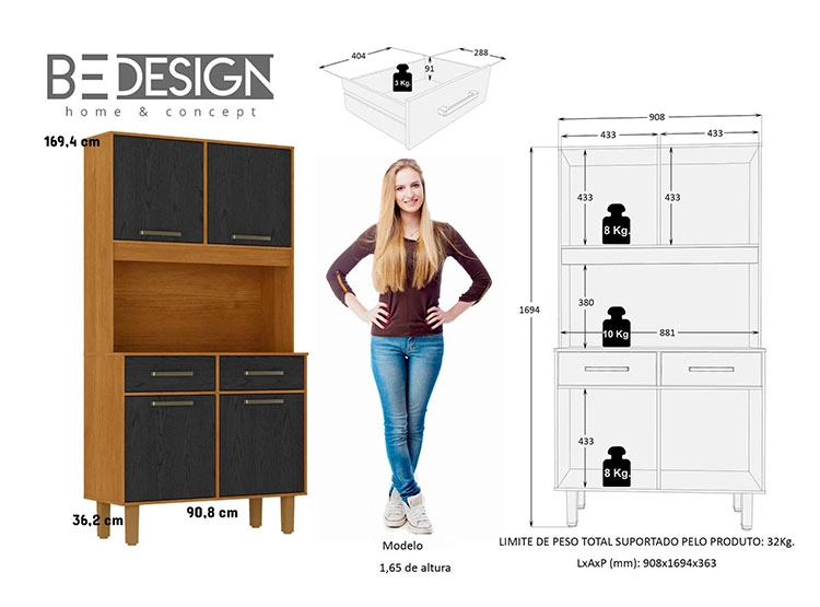 RACK COCINA BE DESIGN POP PLUS NEGRO - 4