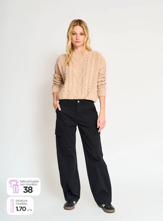 PANTALÓN MUJER INDEX REGULAR CARGO ALGODÓN