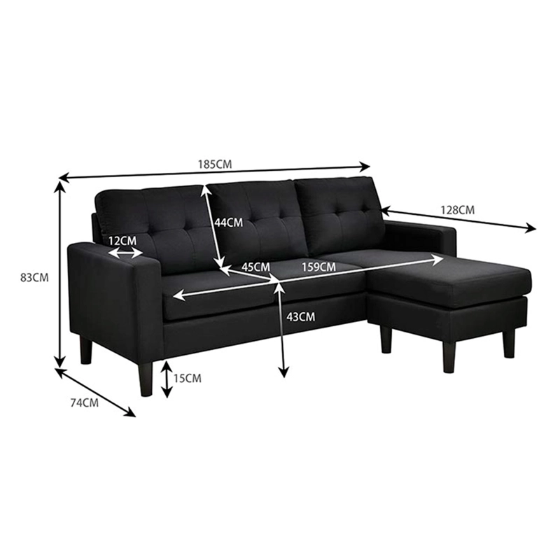 SOFÁ SECCIONAL RIPLEY HOME MILAN 3 CUERPOS LIBRE DISPOSICIÓN NEGRO - 6