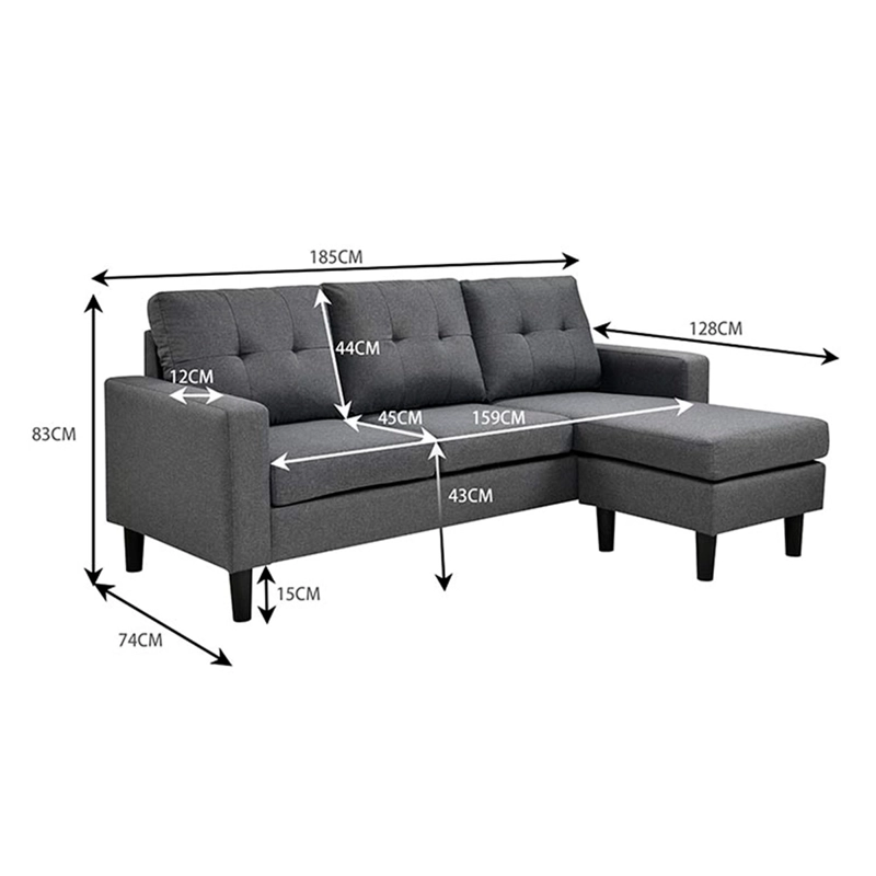 SOFÁ SECCIONAL RIPLEY HOME MILAN 3 CUERPOS LIBRE DISPOSICIÓN GRIS - 6