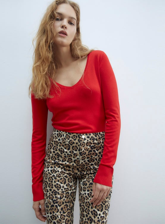 SWEATER MUJER SFERA BÁSICO CUELLO EN V - 1