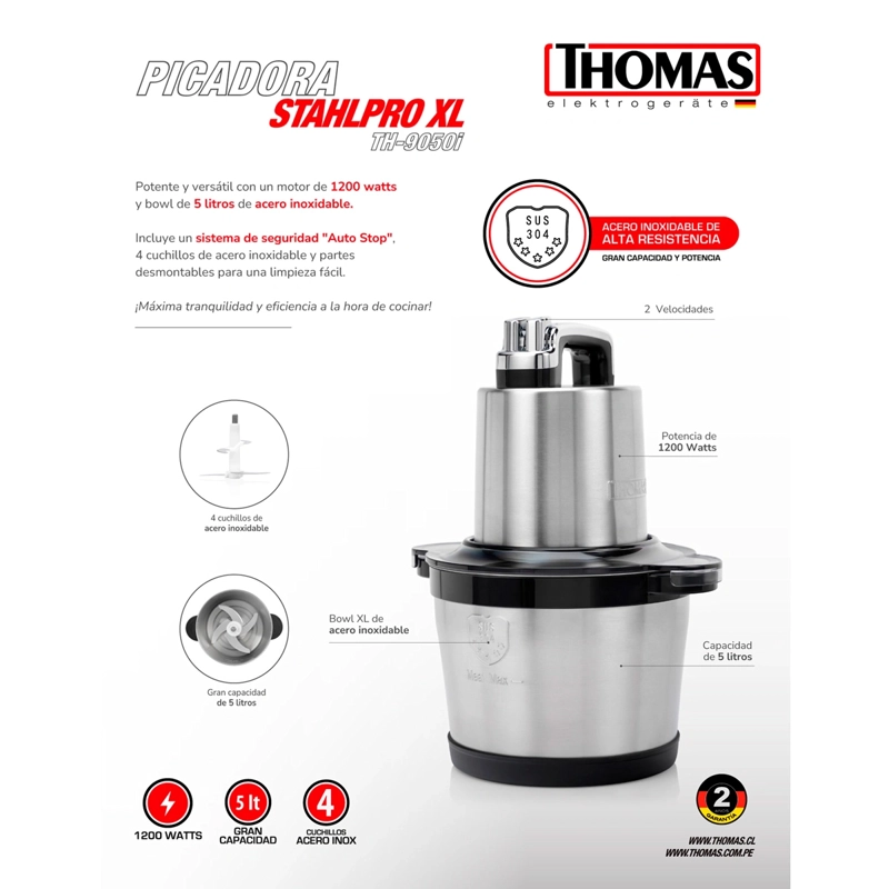 PICADORA THOMAS TH-9050I 1600W 5 L STAHL PRO XL - 6