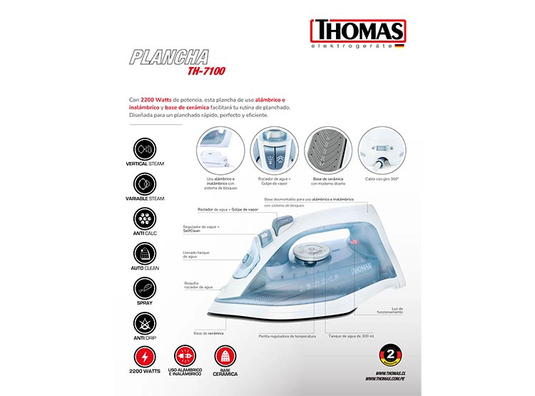 PLANCHA THOMAS 2200 W TH-7100 - 9