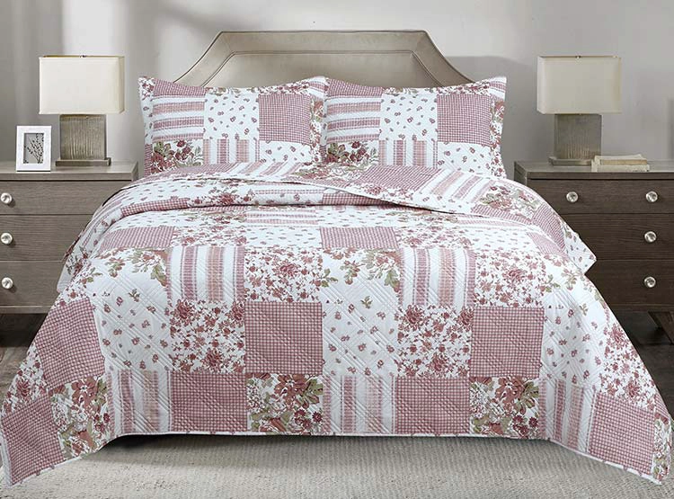 QUILT ANDES ESTAMPADO PATCHWORK ROSADO 1.5 PL