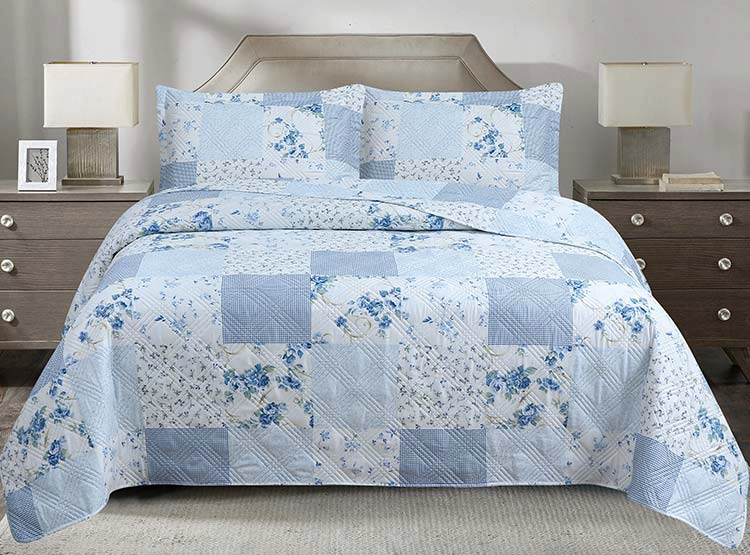 QUILT ANDES ESTAMPADO PATCHWORK CELESTE KING
