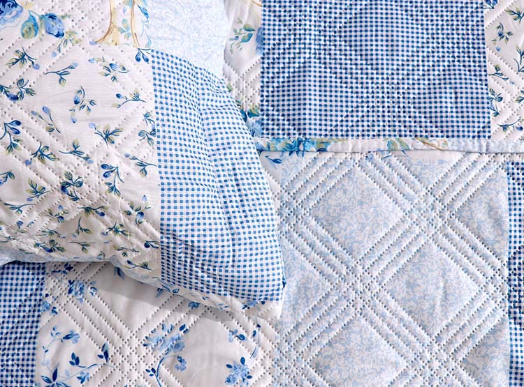 QUILT ANDES ESTAMPADO PATCHWORK CELESTE KING - 3