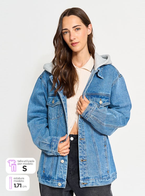 CHAQUETA ALGODÓN MUJER INDEX CELESTE LARGA