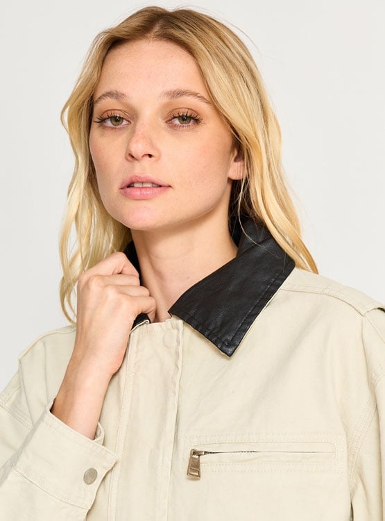 CHAQUETA ALGODÓN MUJER INDEX CRUDO CUELLO CONTRASTE - 3