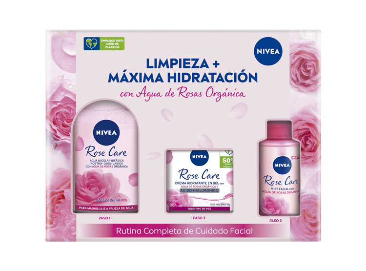 PACK NIVEA ROSES CARE MICELAR 400ML + CREMA DÍA 50ML + MIST 150ML