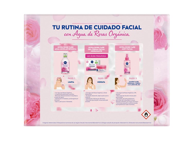 PACK NIVEA ROSES CARE MICELAR 400ML + CREMA DÍA 50ML + MIST 150ML - 2