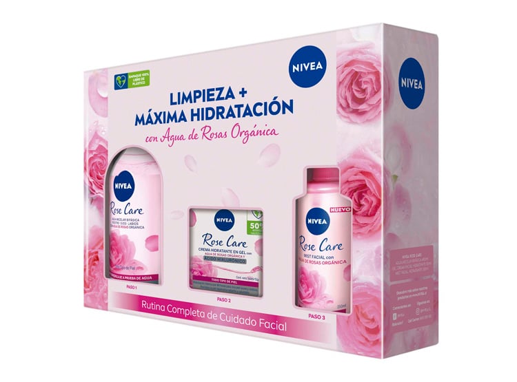 PACK NIVEA ROSES CARE MICELAR 400ML + CREMA DÍA 50ML + MIST 150ML - 4