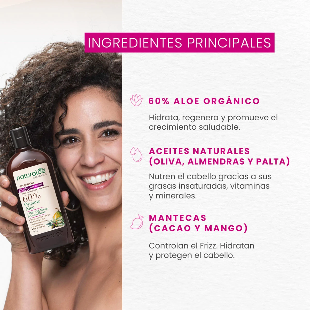 SHAMPOO PARA CABELLO RIZADO NATURALOE RULOS DEFINIDOS 350 ML - 3