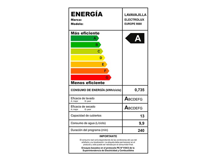 LAVAVAJILLAS ELECTROLUX EUROPE 9880 13 CUBIERTOS ACERO - 9