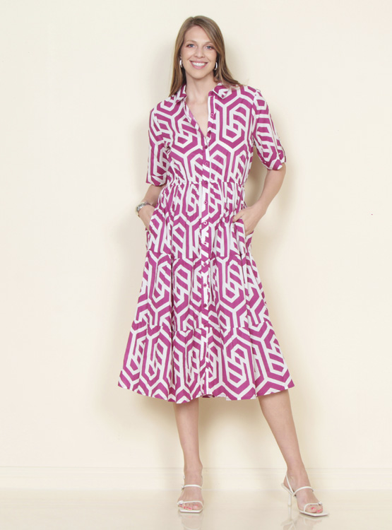 VESTIDO MANGA CORTA ALGODÓN MUJER WADOS ESTAMPADO ABOTONADO - 1