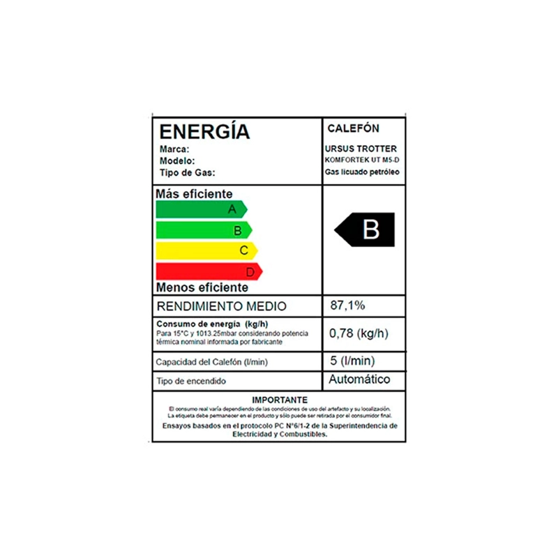 CALEFONT GAS LICUADO URSUS TROTTER KOMFORTEK M5-D - 5