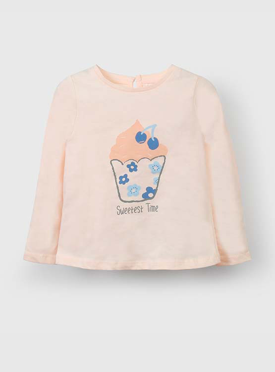 POLERA MANGA LARGA ALGODÓN NIÑA COLLOKY ROSADO