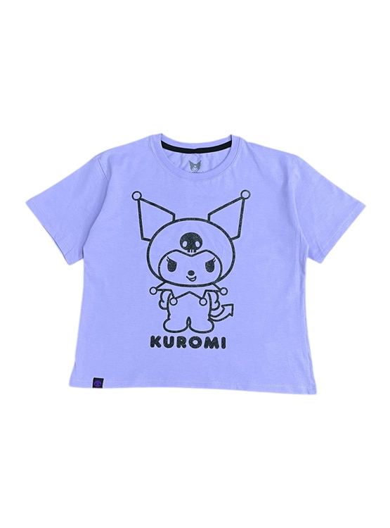 POLERA MANGA CORTA ALGODÓN NIÑA SANRIO LILA KUROMI - 1