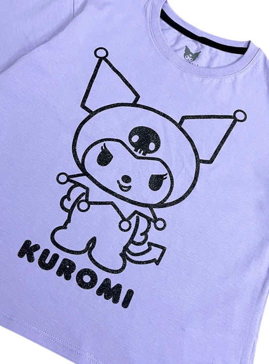 POLERA MANGA CORTA ALGODÓN NIÑA SANRIO LILA KUROMI - 3