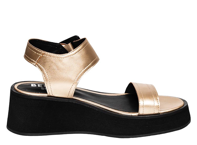 SANDALIAS CUERO MUJER BECCA DORADO FINA
