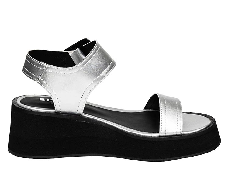 SANDALIAS CUERO MUJER BECCA PLATA FINA - 1