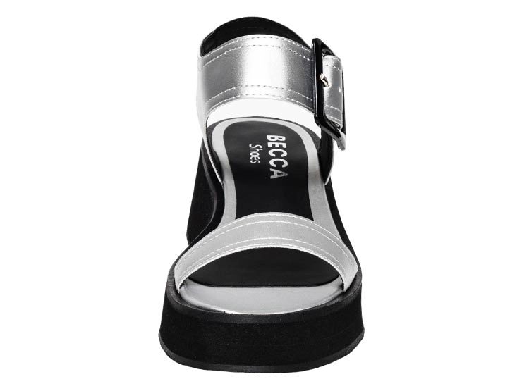 SANDALIAS CUERO MUJER BECCA PLATA FINA - 4