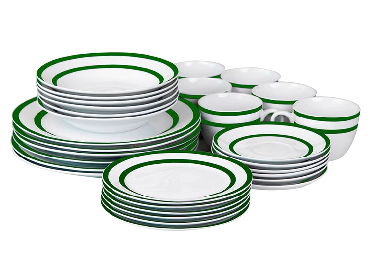 JUEGO DE VAJILLA DORAL PORCELANA 30 PIEZAS VERDE - 2