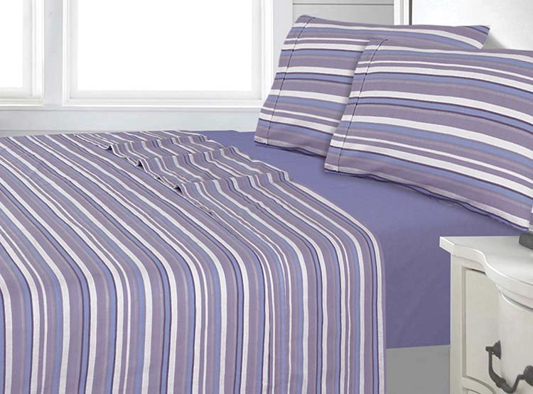 JUEGO SÁBANAS ANDES LIN 1.5 PLAZAS 144 HILOS LILA ESTAMPADAS - 1