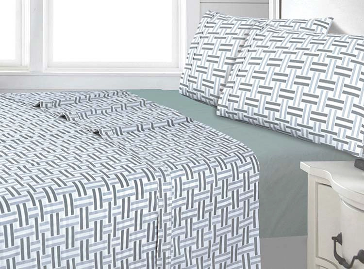 JUEGO SÁBANAS ANDES GEO 1 PLAZA 144 HILOS GRIS ESTAMPADAS