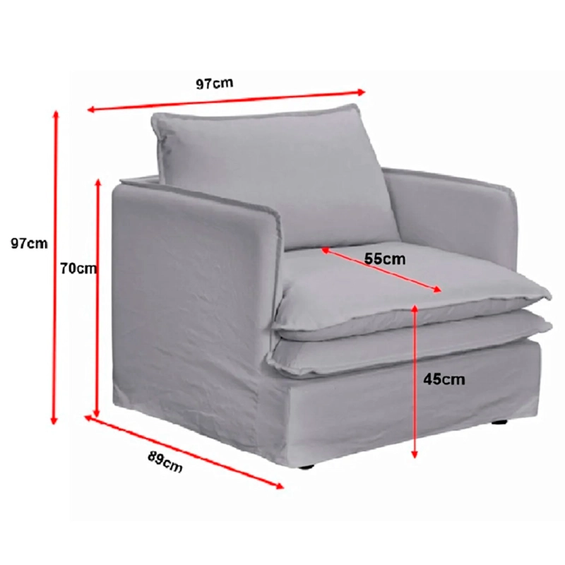 SILLÓN MAISON LINETT LILLE 1 CUERPO LINO GRIS - 6