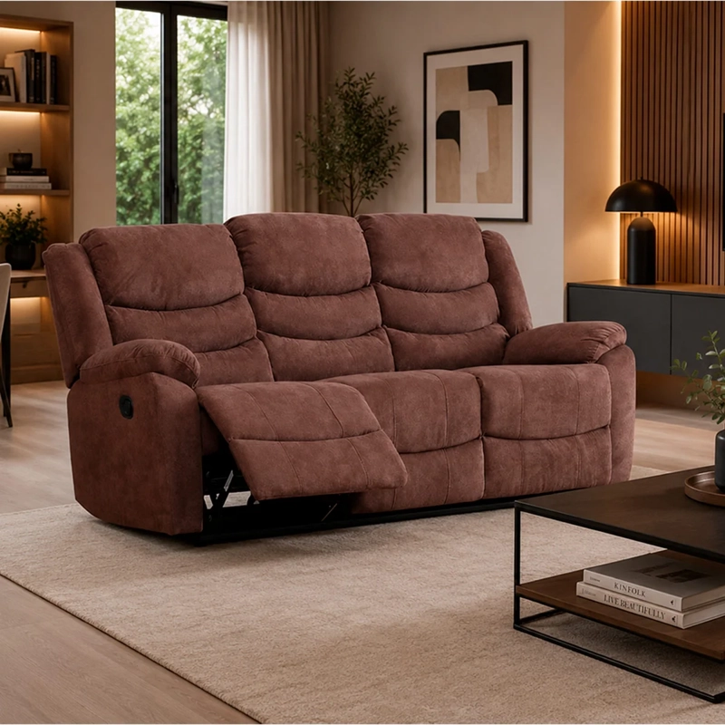 SOFÁ RECLINABLE RIPLEY HOME WOLF 3C CAFÉ - 1