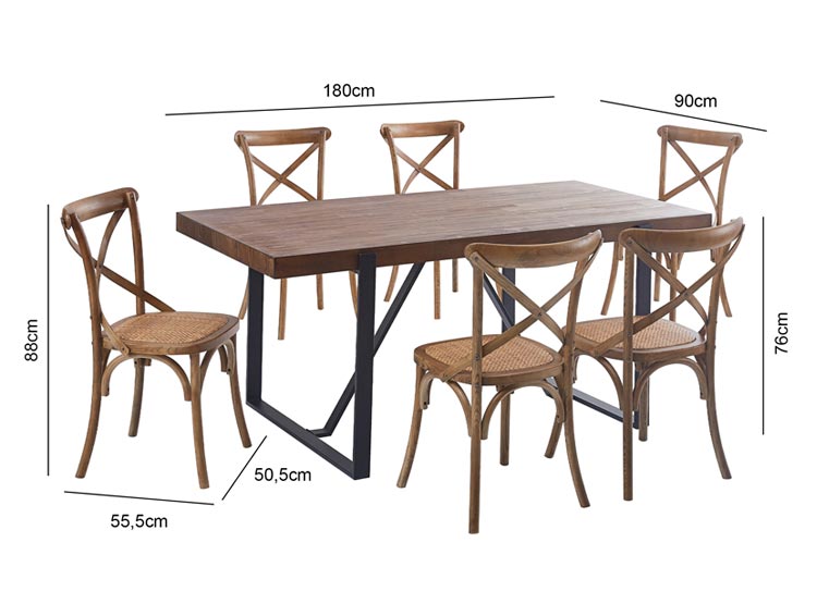 JUEGO DE COMEDOR RIPLEY HOME IRRONBRIDGE CRUZETA 1+6 - 7