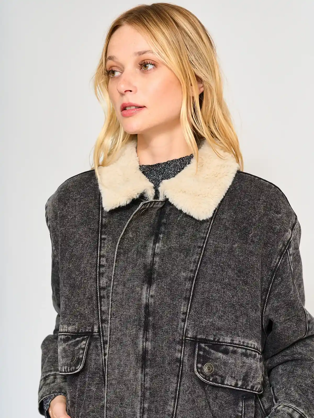 CHAQUETA ALGODÓN MUJER BARBADOS GRIS AZULADO PELOS - 3