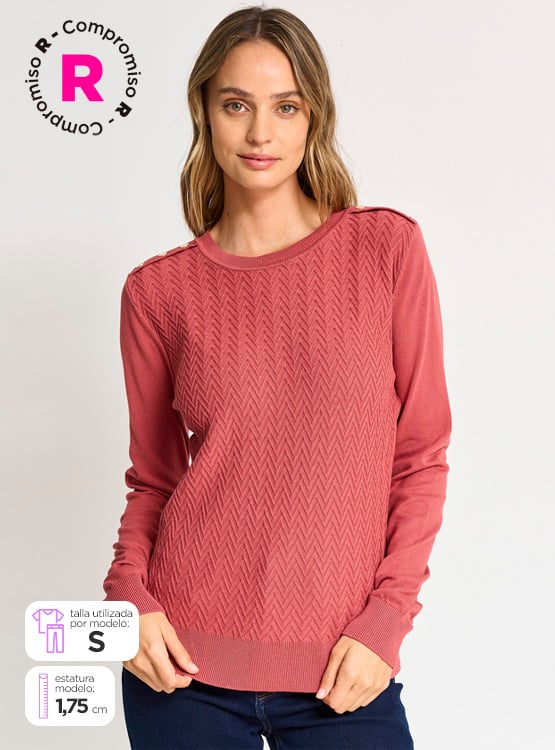 SWEATER MANGA LARGA MUJER CACHAREL LIVIANO TEXTURA - 1