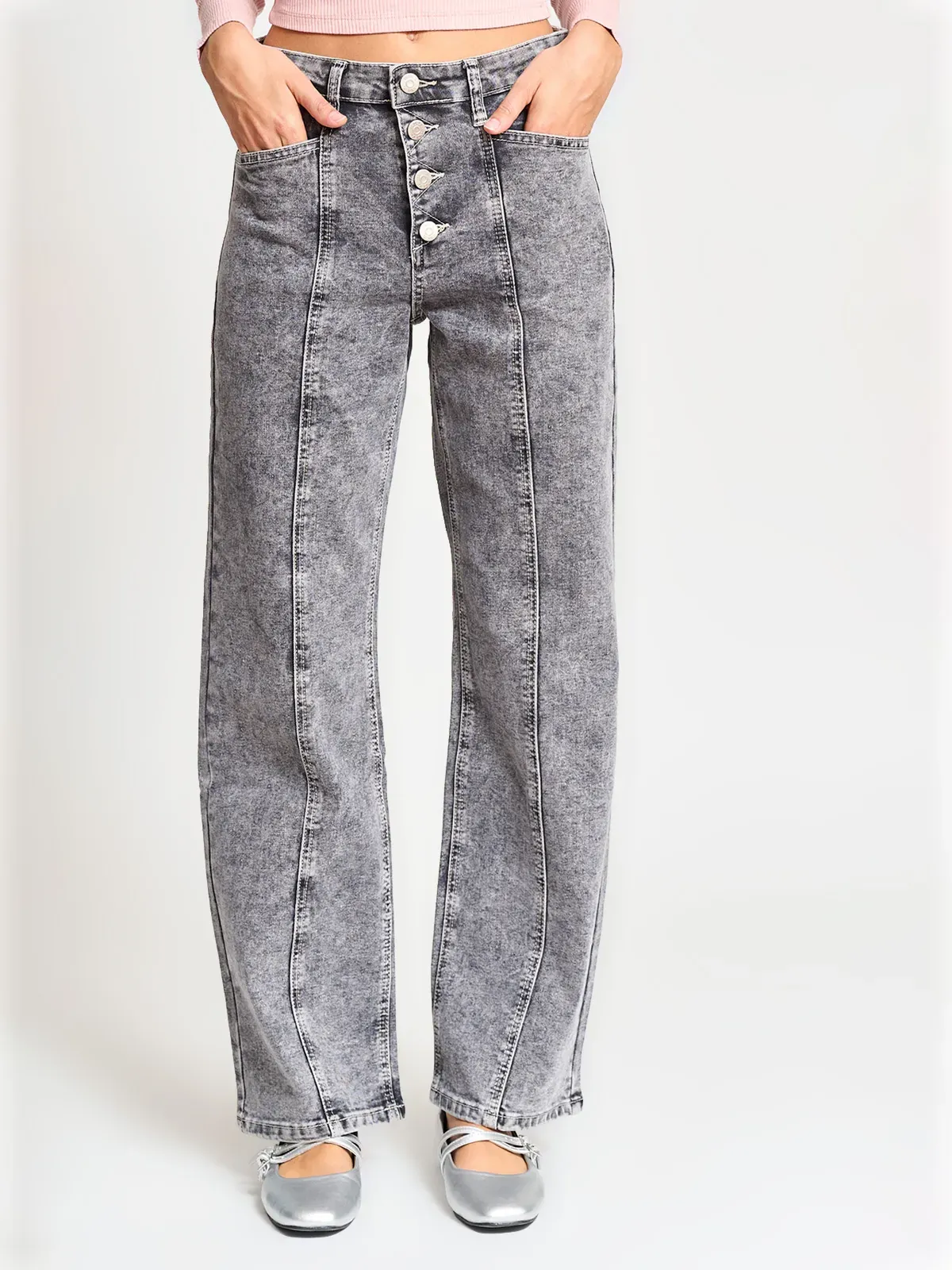JEANS ALGODÓN MUJER INDEX TIRO ALTO COSTURAS - 2