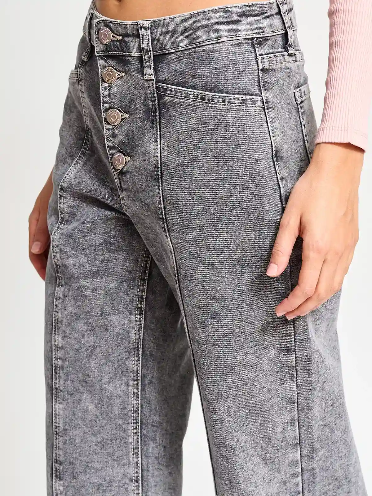 JEANS ALGODÓN MUJER INDEX TIRO ALTO COSTURAS - 4