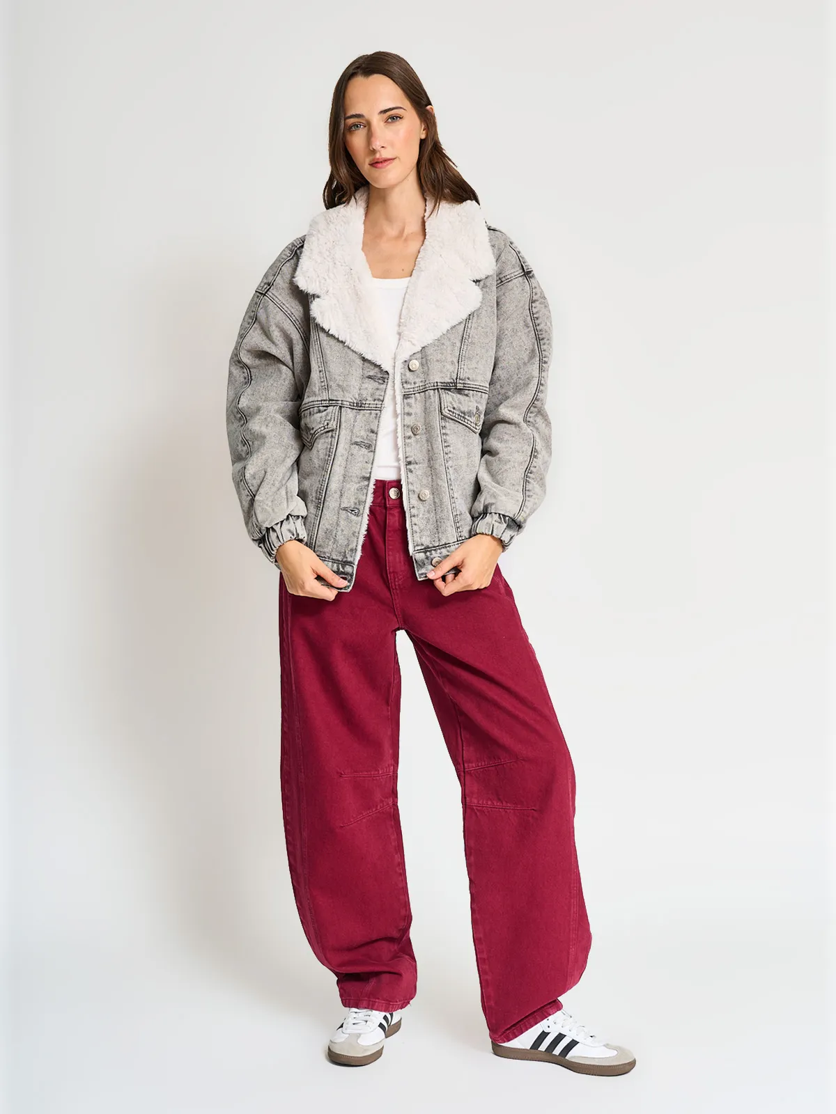 CHAQUETA ALGODÓN MUJER INDEX GRIS CLARO DENIM PELOS - 4