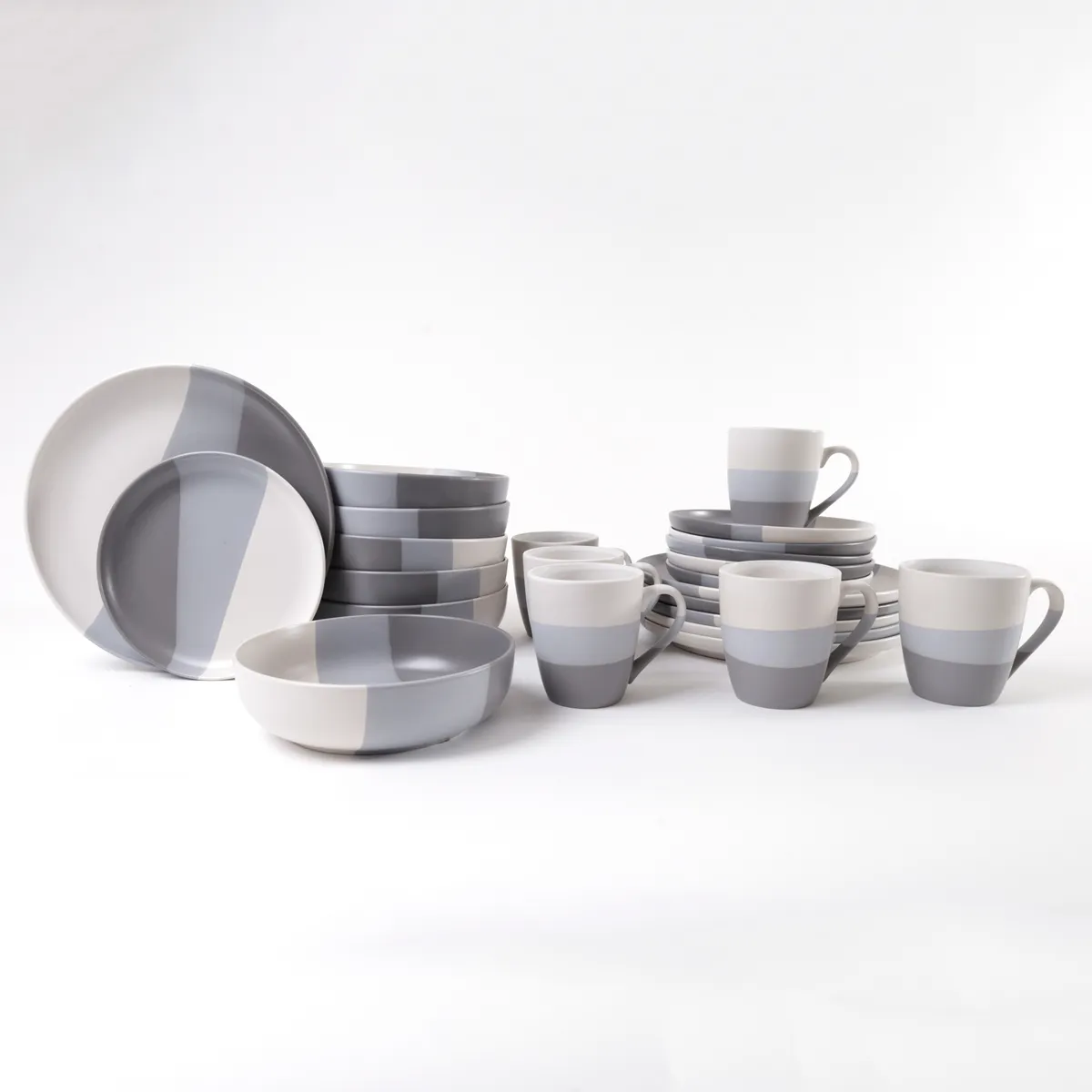 SET VAJILLA RIPLEY HOME FRANJAS 24 PZS GRIS - 1